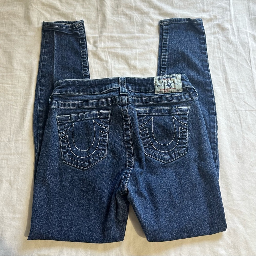 True Religion Women's Skinny Jeans in Dark Blue Denim